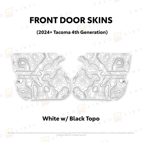 TacomaForce Front Driver/ Passenger / White w/ Black topo 4th Gen Tacoma Door Skins