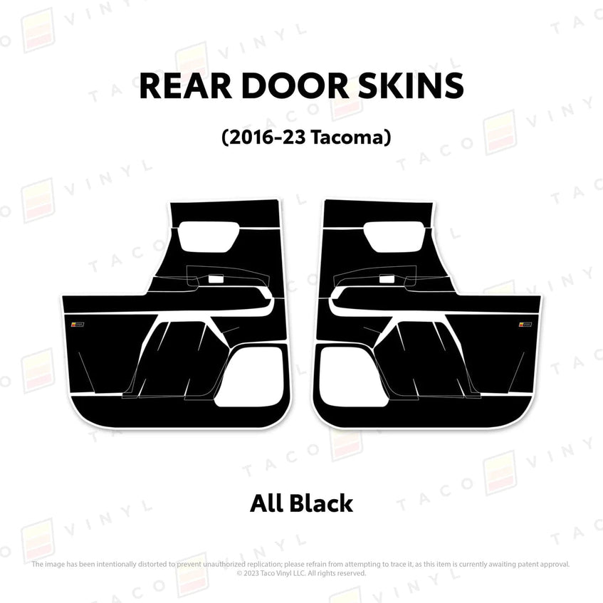TacomaForce Rear Driver/ Passenger / All Black 2016-2023 3rd Gen Tacoma Door Skins – Ultimate Protection & Style