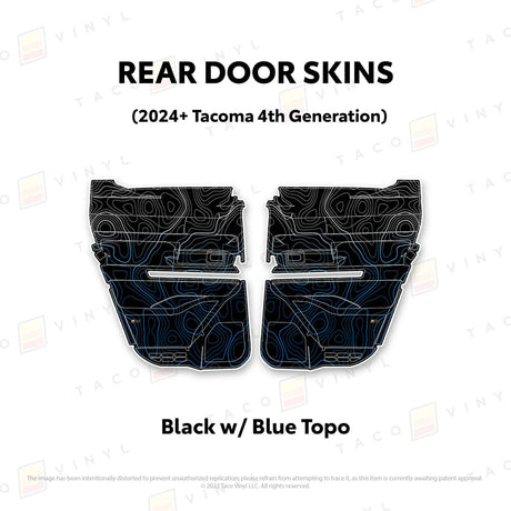 TacomaForce Rear Driver/ Passenger / Black w/ Blue Scheme Topo 4th Gen Tacoma Door Skins
