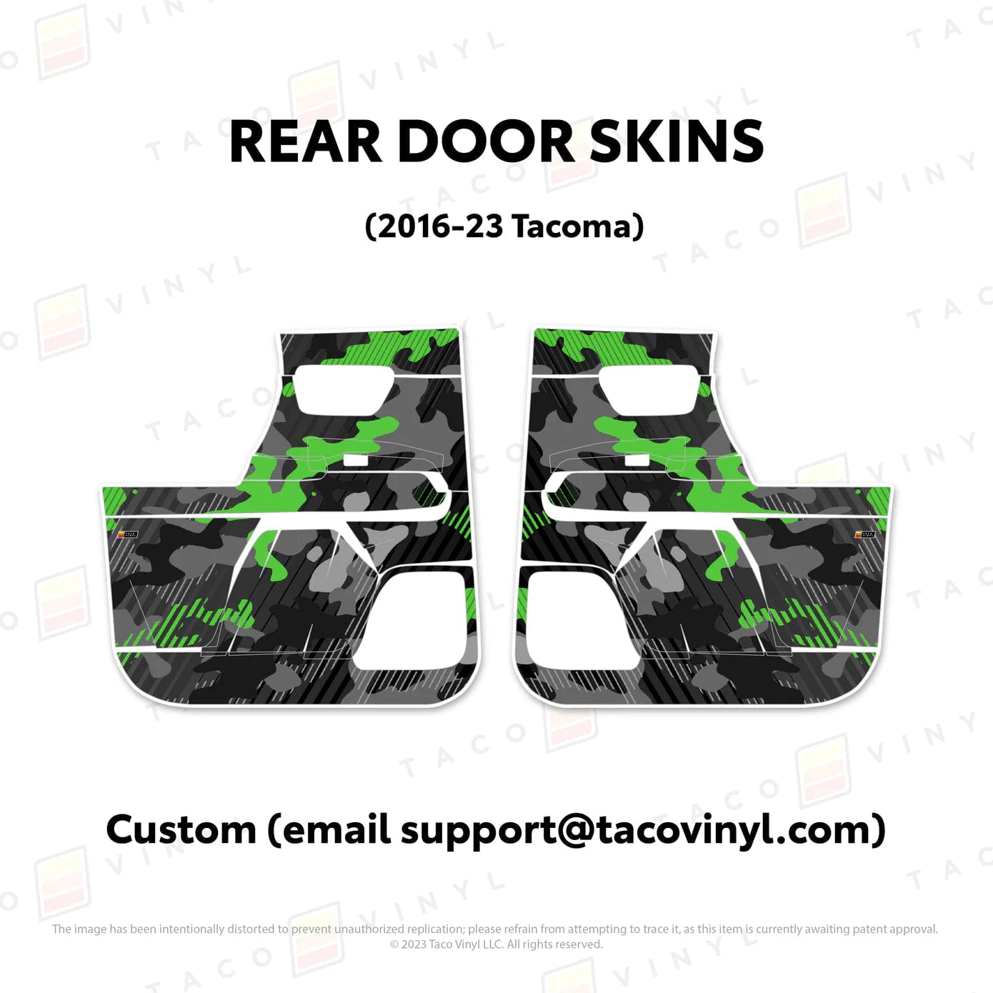 TacomaForce Rear Driver/ Passenger / Custom (email support@tacomaforce.com) 2016-2023 3rd Gen Tacoma Door Skins – Ultimate Protection & Style