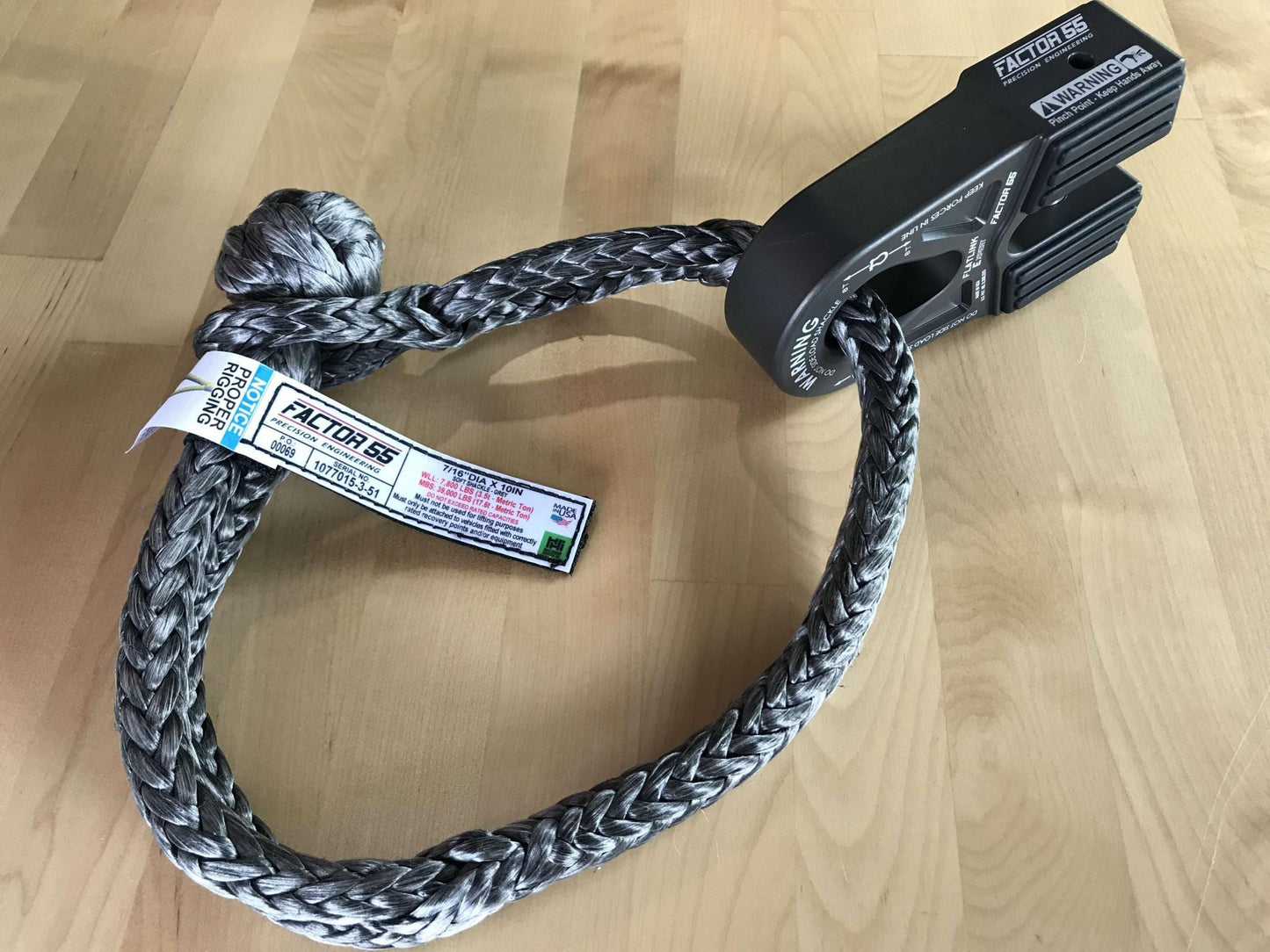 TacomaForce Soft Shackle 10 Inch Soft Shackle 7/16 Diameter Standard Duty Gray Factor 55