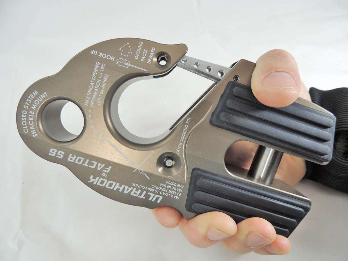 TacomaForce Winch Hook UltraHook Winch Hook W/Shackle Mount Gray Factor 55