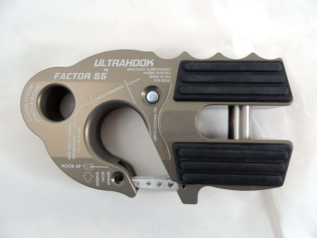 TacomaForce Winch Hook UltraHook Winch Hook W/Shackle Mount Gray Factor 55