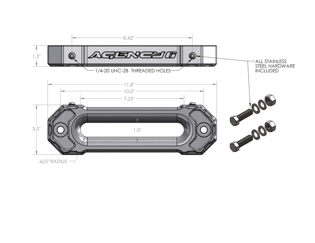 Agency6.com Off Road Adventure Agency 6™ Fairlead (1.5" Thick) - Red