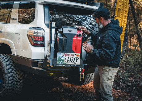 Backwoods Adventure Mods Fuel Storage Jerry's Can Holder - Dual Universal Jerry Can Carrier