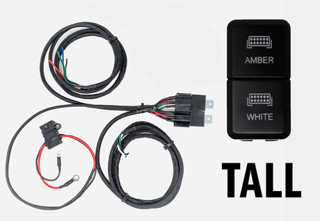 Cali Raised LED LED Light Bars Dual Function Wire Harness and Tall Dual Function Switch 43" Amber/White Dual Function LED Bar