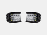 Cali Raised LED LED Light Mount Kits (2) 27W SIDE PROJECTING LED PODS / DITCH LIGHTS SWITCH - BLUE BACKLIGHT - TALL Low Profile Ditch Light Brackets Kit For 2016-2023 Toyota Tacoma