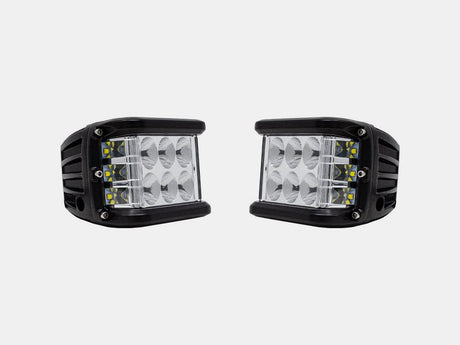 Cali Raised LED LED Light Mount Kits (2) 27W SIDE PROJECTING LED PODS / DITCH LIGHTS SWITCH - BLUE BACKLIGHT - TALL Low Profile Ditch Light Brackets Kit For 2016-2023 Toyota Tacoma