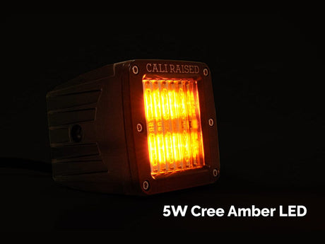 Cali Raised LED LED Light Mount Kits (2) 3X2 18W AMBER LED PODS / DITCH LIGHTS SWITCH - BLUE BACKLIGHT - TALL Low Profile Ditch Light Brackets Kit For 2016-2023 Toyota Tacoma