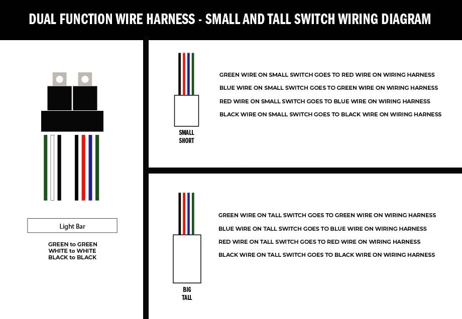 Cali Raised LED Wiring Wiring Harness for Dual Function Light Bar