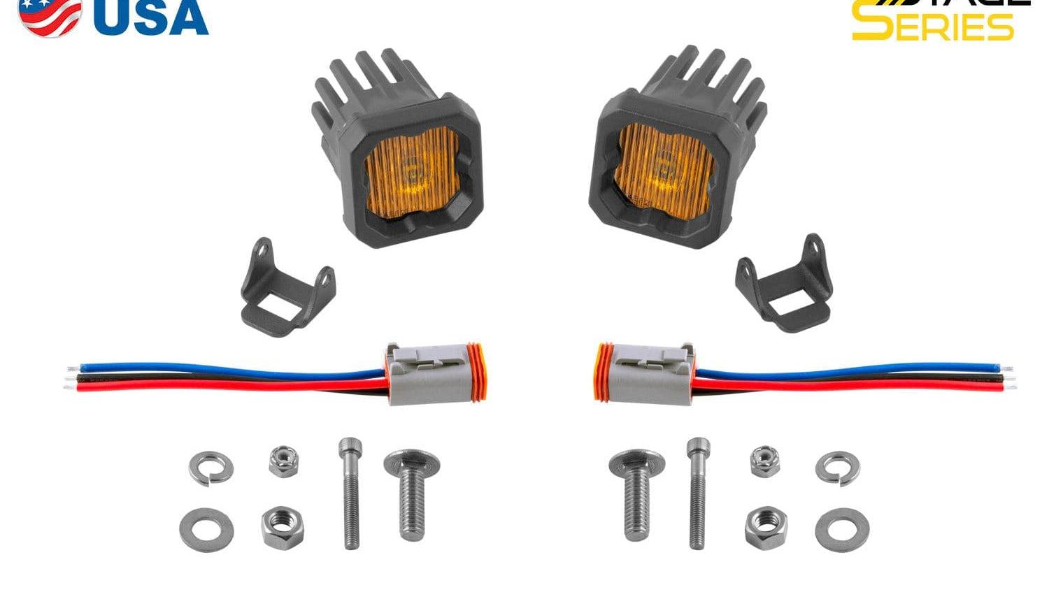 Diode Dynamics SAE Fog / Amber Stage Series C1 Yellow SAE Fog Standard LED Pod (Pair)