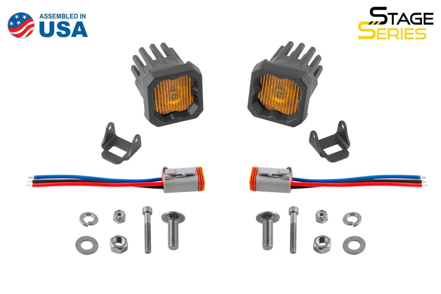 Diode Dynamics SAE Fog / Amber Stage Series C1 Yellow SAE Fog Standard LED Pod (Pair)