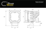 Diode Dynamics SAE Fog / Amber Stage Series C1 Yellow SAE Fog Standard LED Pod (Pair)