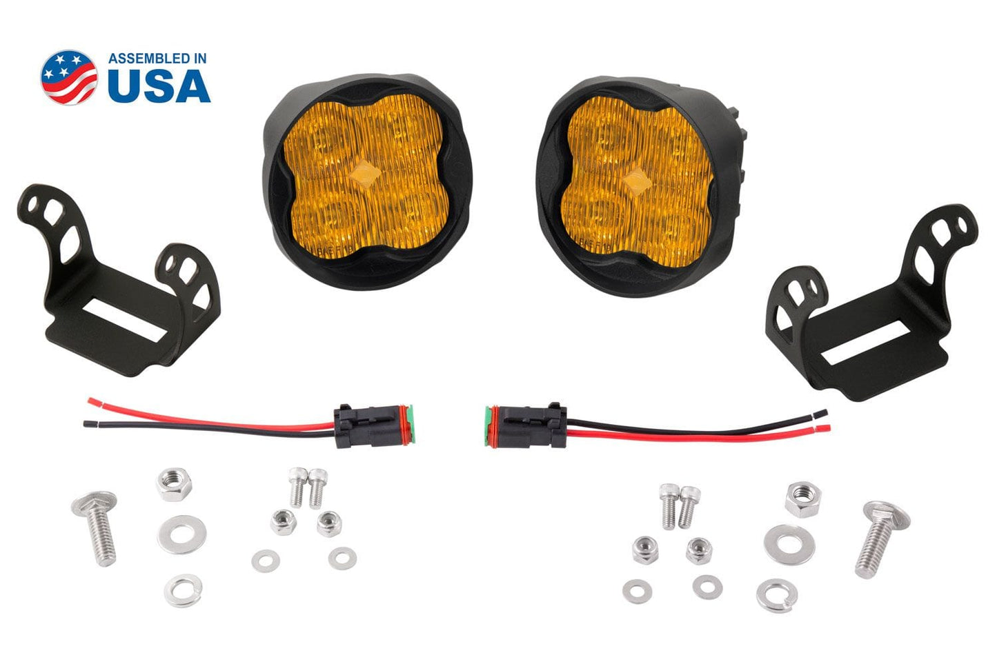 Diode Dynamics SAE Fog / N/A Stage Series 3" SAE Yellow Max Angled LED Pod (Pair)