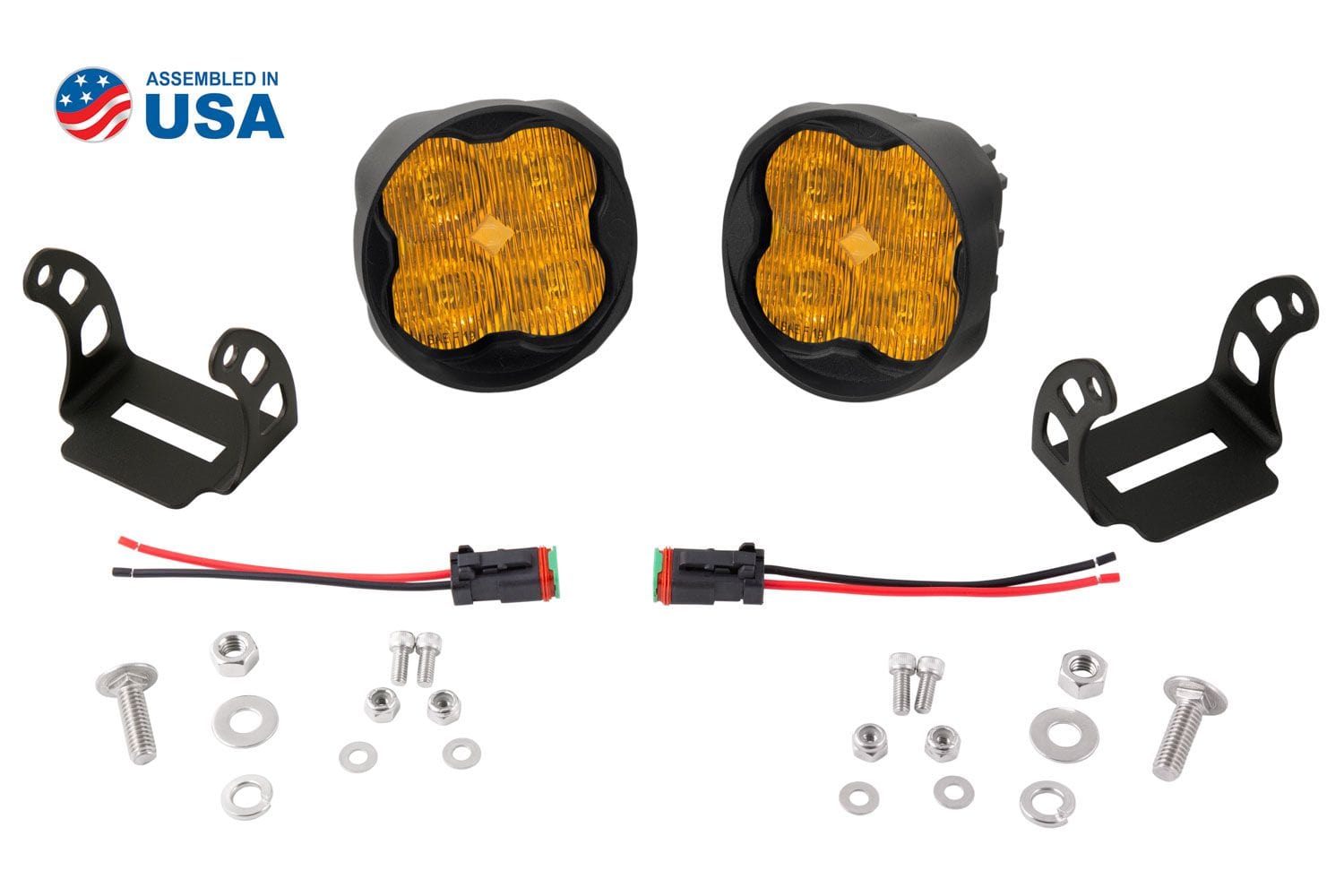 Diode Dynamics SAE Fog / N/A Stage Series 3" SAE Yellow Max Angled LED Pod (Pair)