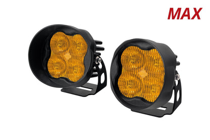 Diode Dynamics SAE Fog / N/A Stage Series 3" SAE Yellow Max Angled LED Pod (Pair)