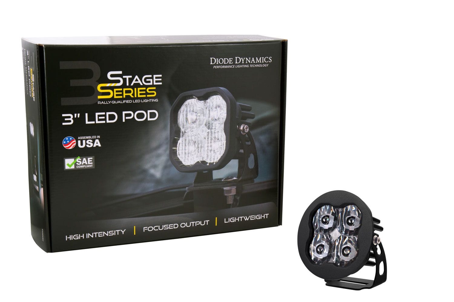 Diode Dynamics SAE Fog / None Stage Series 3" SAE White Max Round LED Pod (One)
