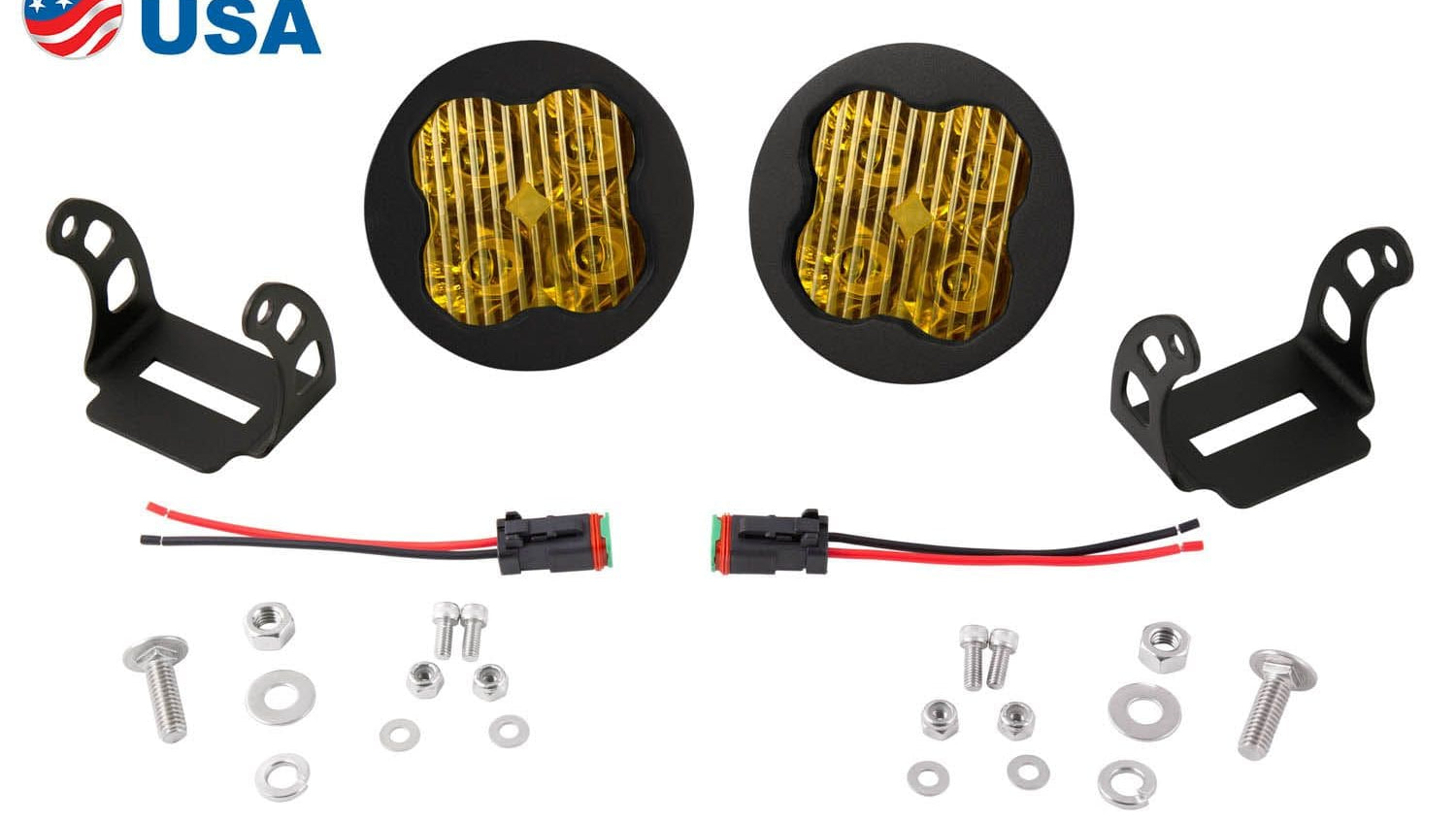 Diode Dynamics SAE Fog / None Stage Series 3" SAE Yellow Pro Round LED Pod (Pair)