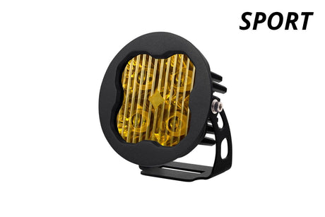Diode Dynamics SAE Fog / None Stage Series 3" SAE Yellow Sport Round LED Pod (One)