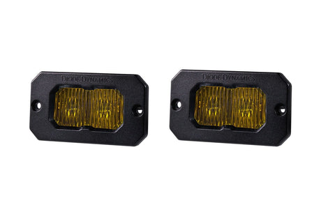 Diode Dynamics SAE Fog Stage Series 2" SAE Yellow Sport Flush Mount LED Pod (Pair)