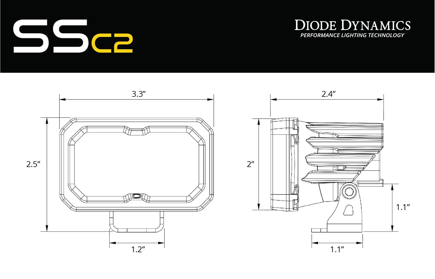 Diode Dynamics Stage Series 2" SAE/DOT White Sport Standard LED Pod (One)