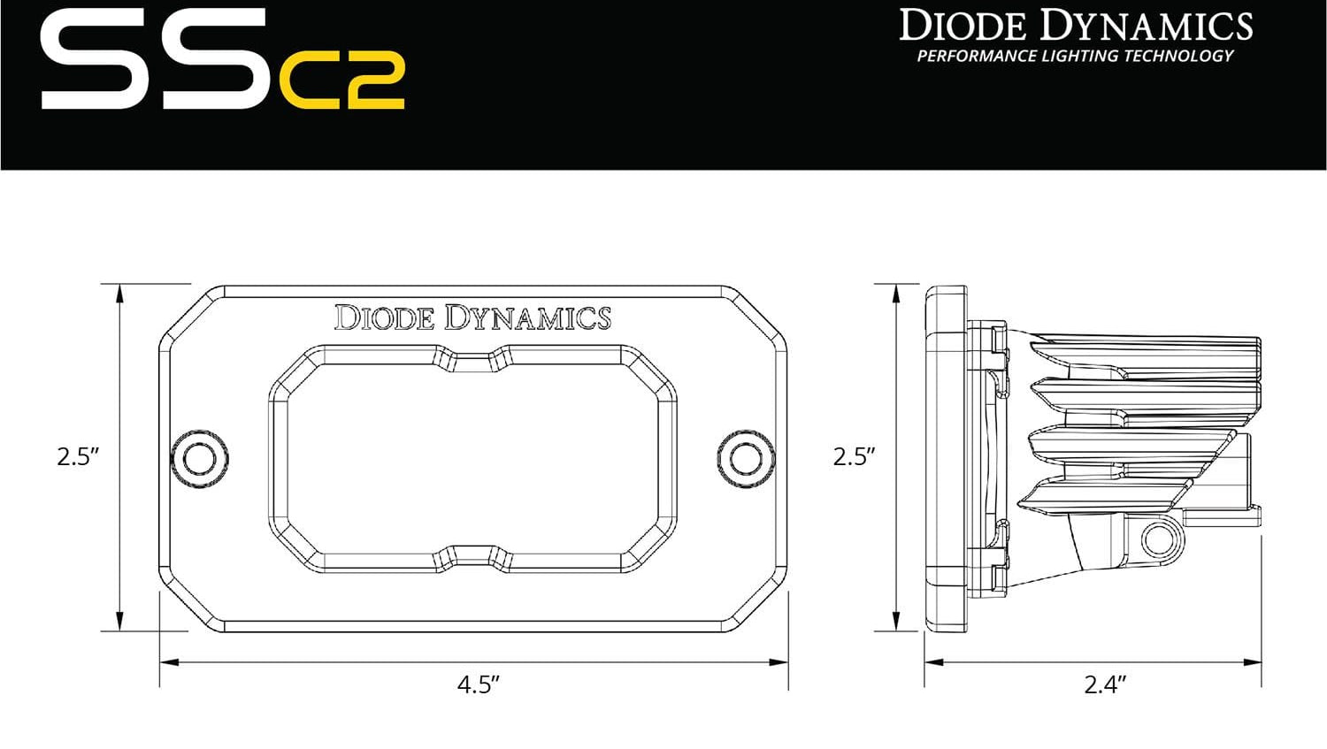 Diode Dynamics Stage Series 2" SAE White Pro Flush Mount LED Pod (Pair)