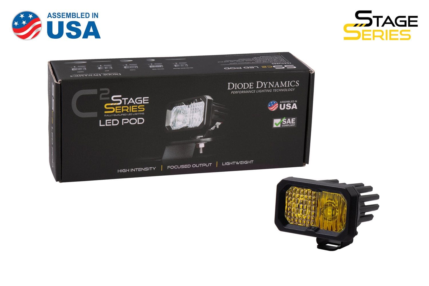 Diode Dynamics Stage Series 2" SAE Yellow Pro Standard LED Pod (One)