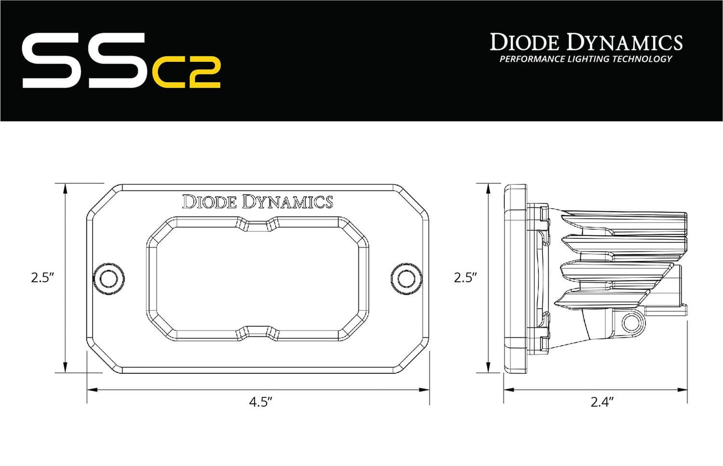Diode Dynamics Stage Series 2" SAE Yellow Sport Flush Mount LED Pod (One)