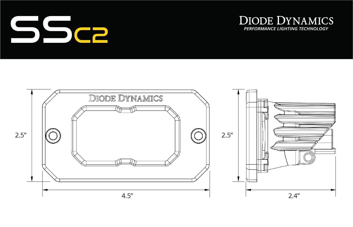 Diode Dynamics Stage Series 2" SAE Yellow Sport Flush Mount LED Pod (One)