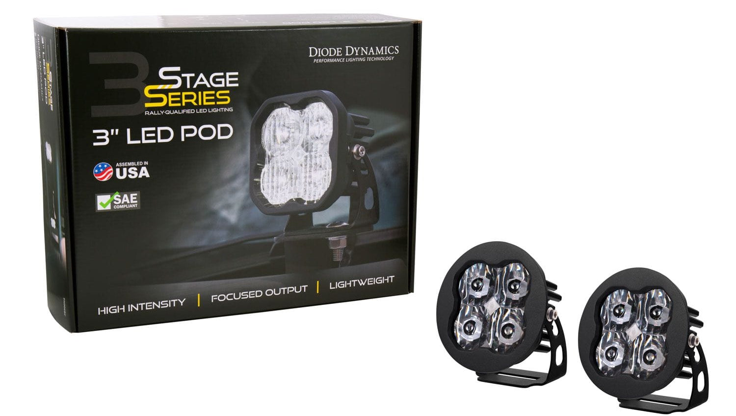 Diode Dynamics Stage Series 3" SAE/DOT White Pro Round LED Pod (Pair)