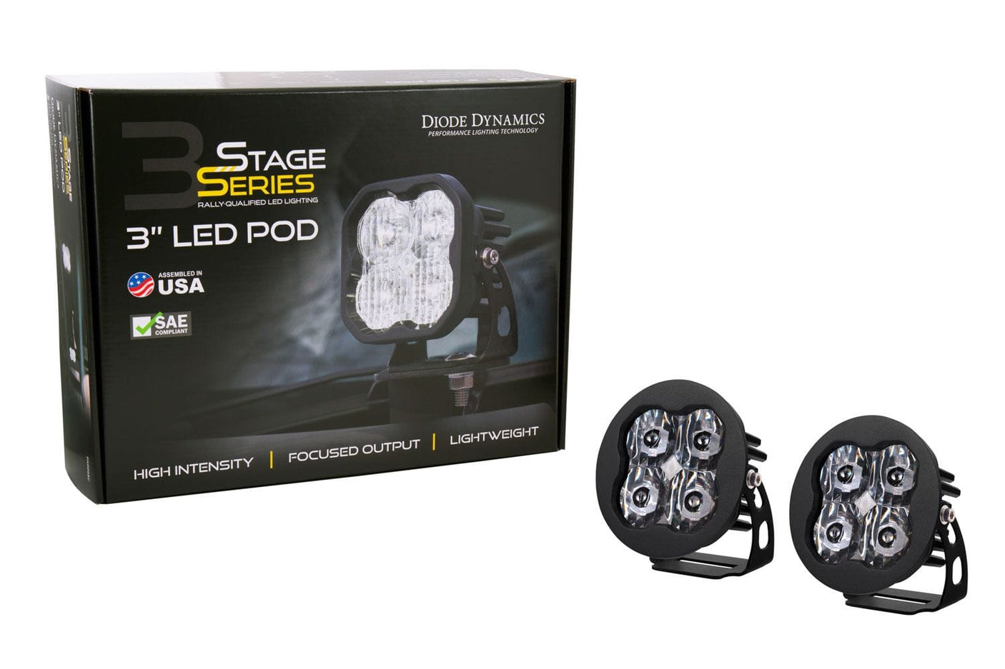 Diode Dynamics Stage Series 3" SAE/DOT White Pro Round LED Pod (Pair)