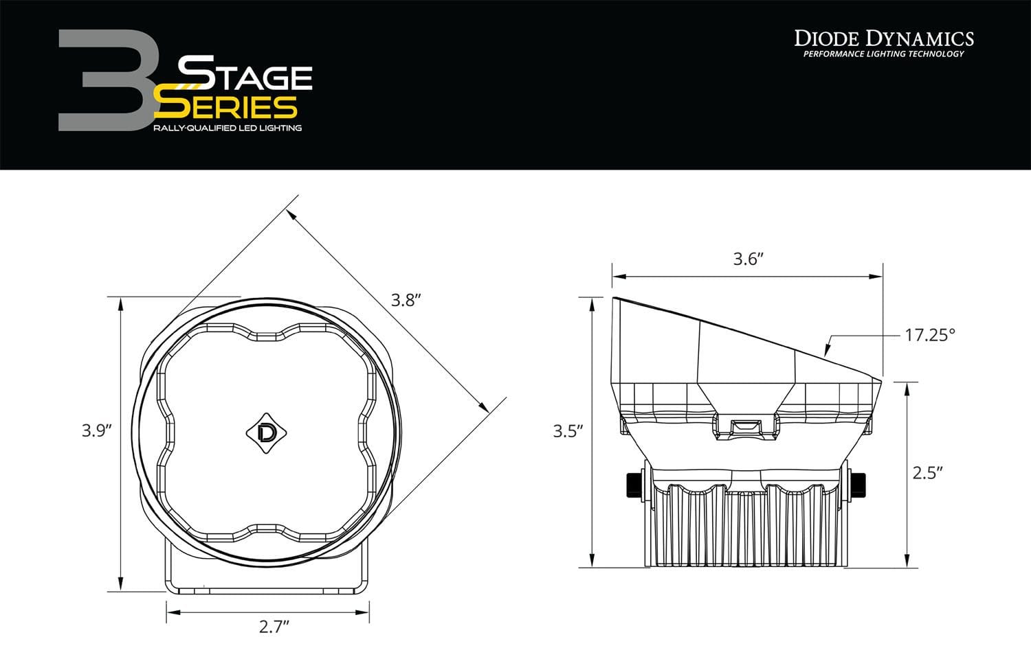 Diode Dynamics Stage Series 3" SAE/DOT White Sport Angled LED Pod (Pair)