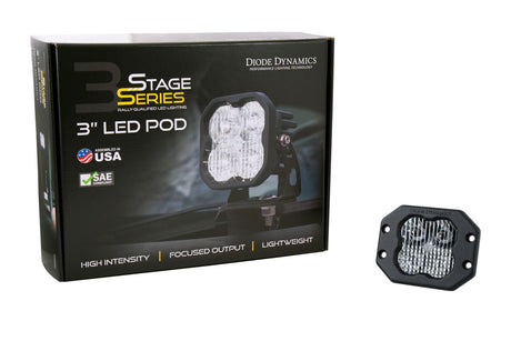 Diode Dynamics Stage Series 3" SAE/DOT White Sport Flush Mount LED Pod (One)