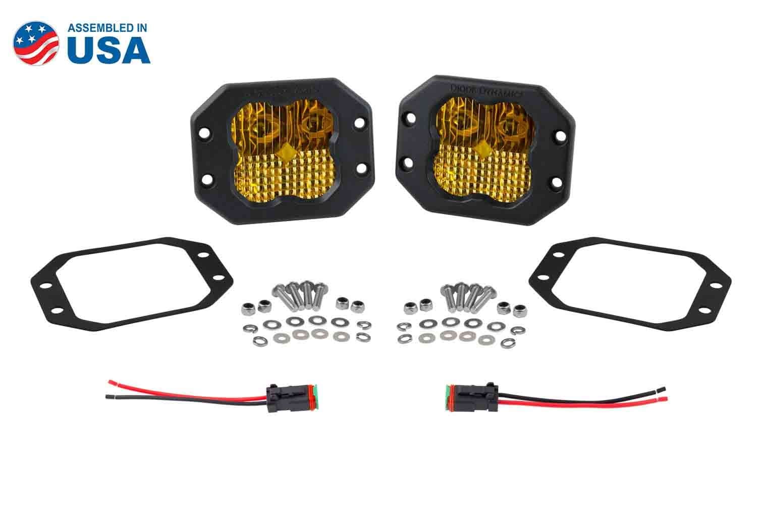 Diode Dynamics Stage Series 3" SAE Yellow Sport Flush Mount LED Pod (Pair)