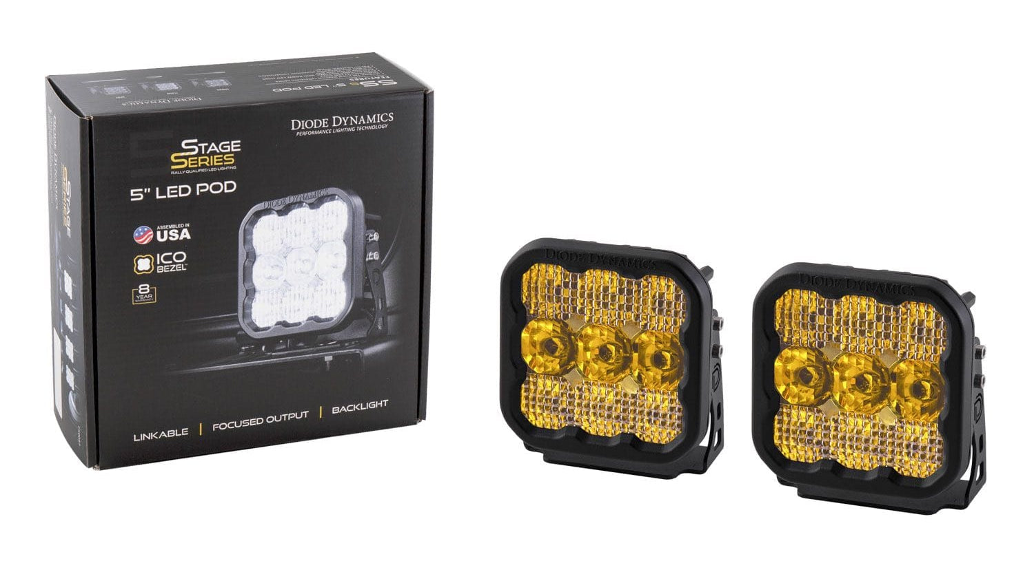 Diode Dynamics Stage Series 5" Yellow Pro LED Pod (Pair)