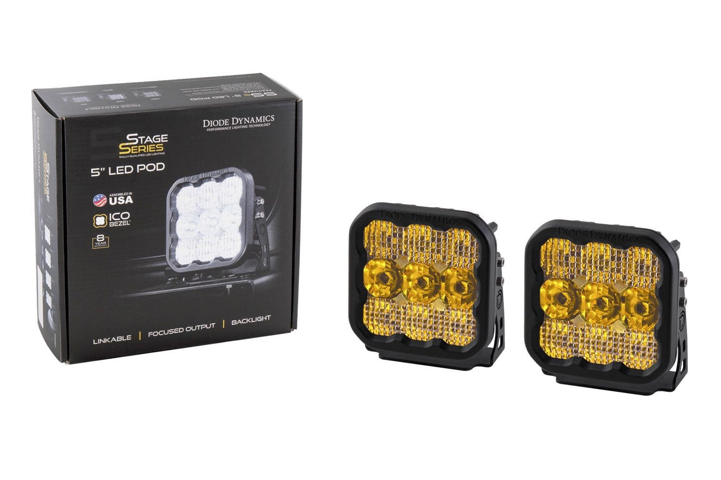 Diode Dynamics Stage Series 5" Yellow Pro LED Pod (Pair)