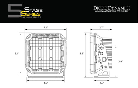 Diode Dynamics Stage Series 5" Yellow Sport LED Pod (One)