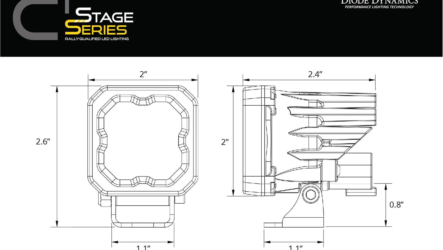 Diode Dynamics Stage Series C1 Yellow Sport Standard LED Pod (Pair)
