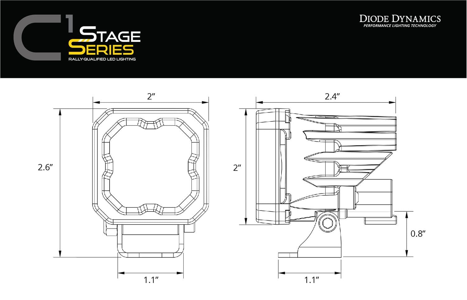 Diode Dynamics Stage Series C1R White Flood Standard LED Pod (One)