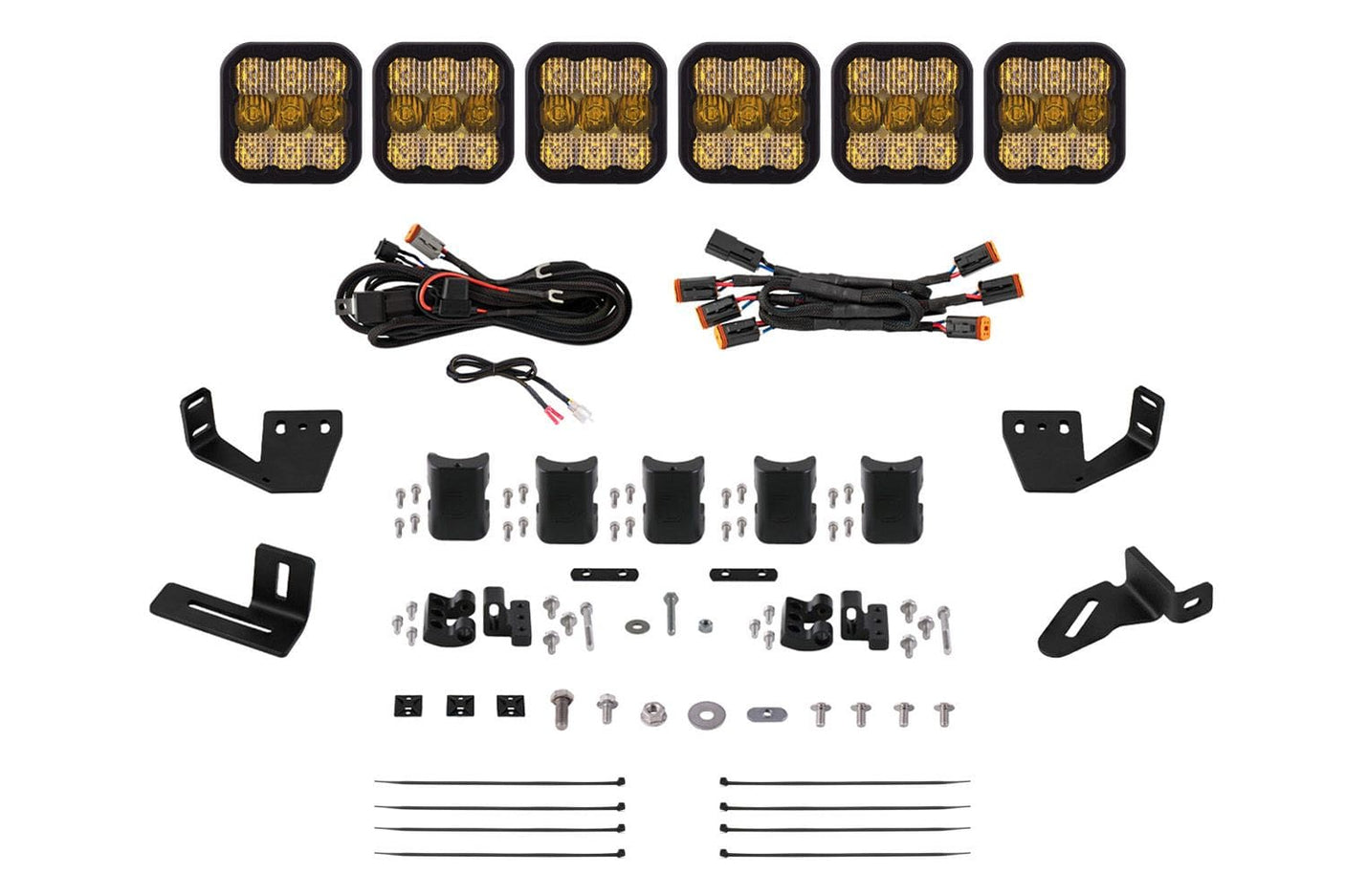 Diode Dynamics Yellow Combo / 6-Pod / Sport SS5 CrossLink Lightbar Kit For Prinsu/Sherpa Roof Racks