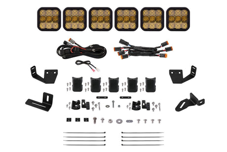 Diode Dynamics Yellow Combo / 6-Pod / Sport SS5 CrossLink Lightbar Kit For Prinsu/Sherpa Roof Racks