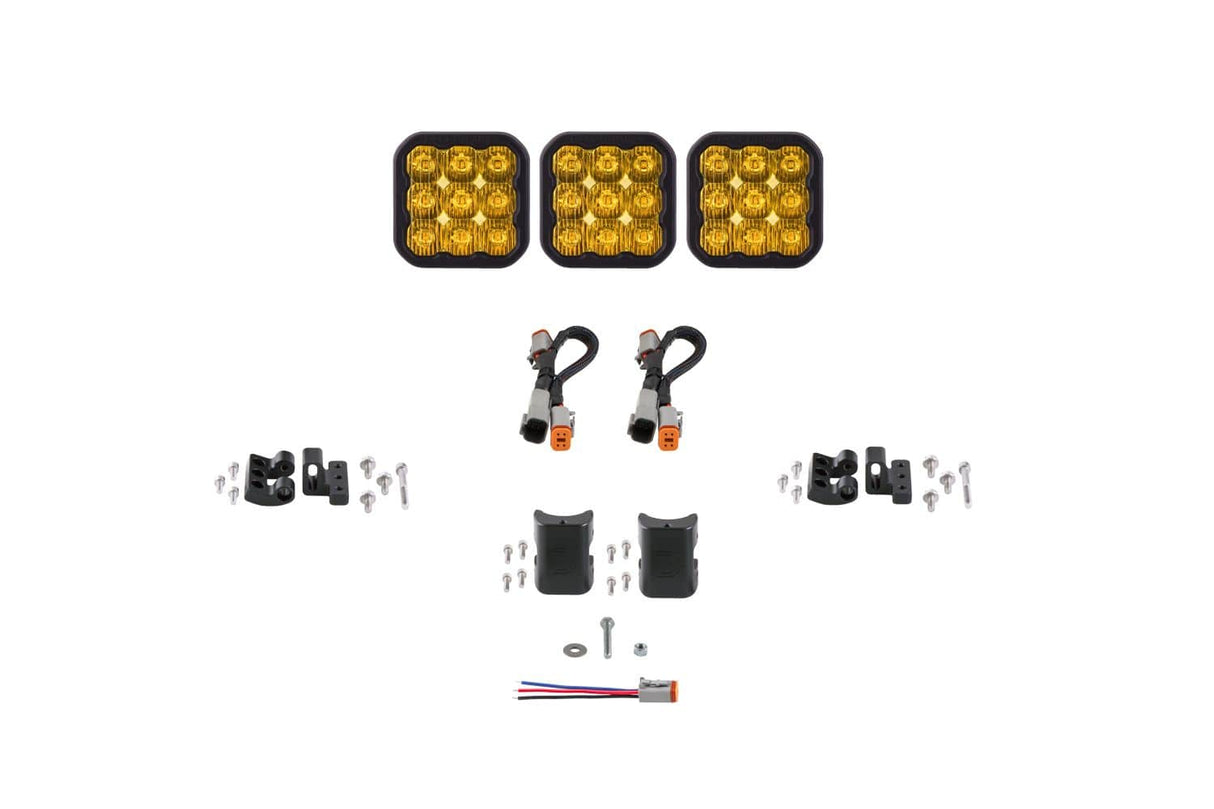 Diode Dynamics Yellow Driving / Sport SS5 CrossLink 3-Pod LED Light Bar (One)