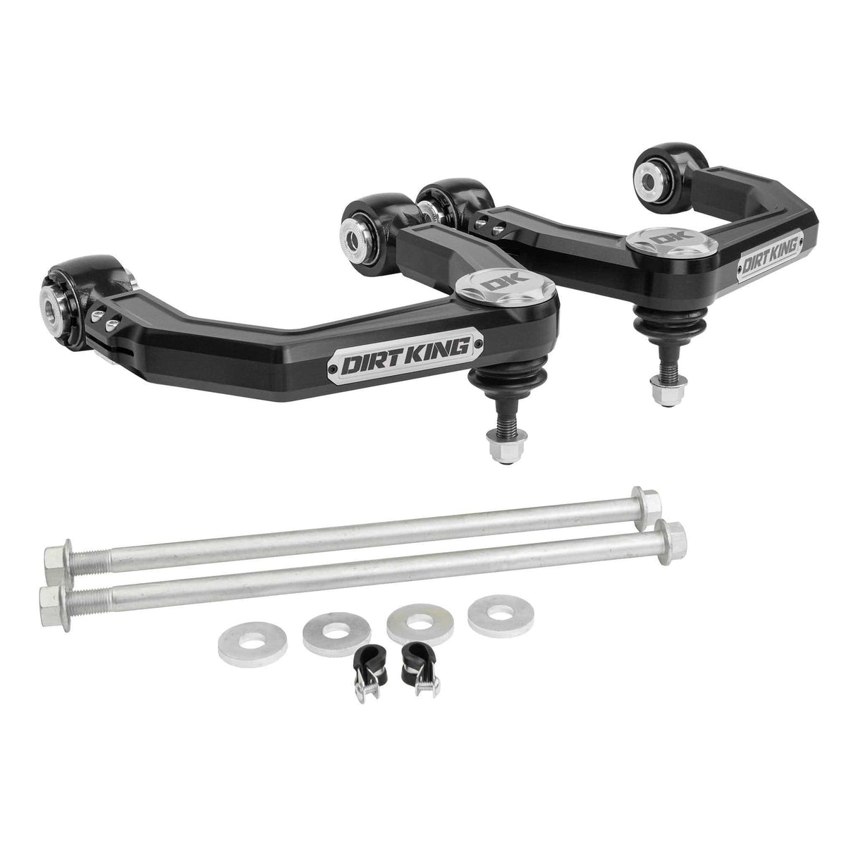 Dirt King Toyota SilentSpin Bushings (recommended) / Black Anodize / Clear Anodize Billet Upper Control Arms - 2005-2023 Tacoma