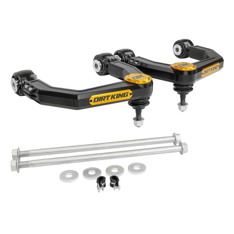Dirt King Toyota SilentSpin Bushings (recommended) / Black Anodize / Gold Anodize Billet Upper Control Arms - 2005-2023 Tacoma