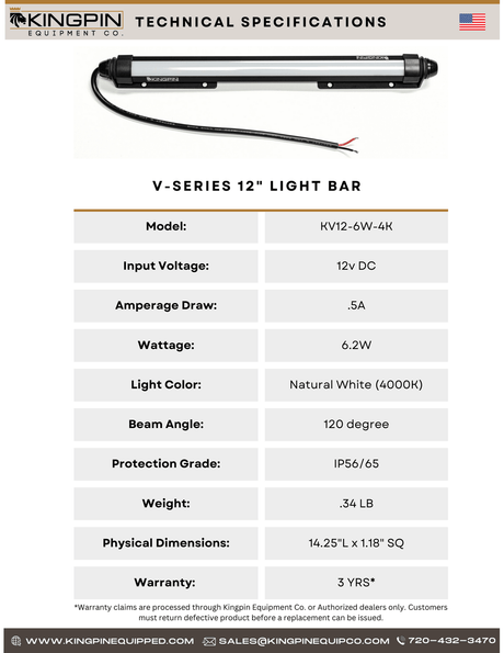 Kingpin V-SERIES 12" LIGHT BAR, 4-PACK