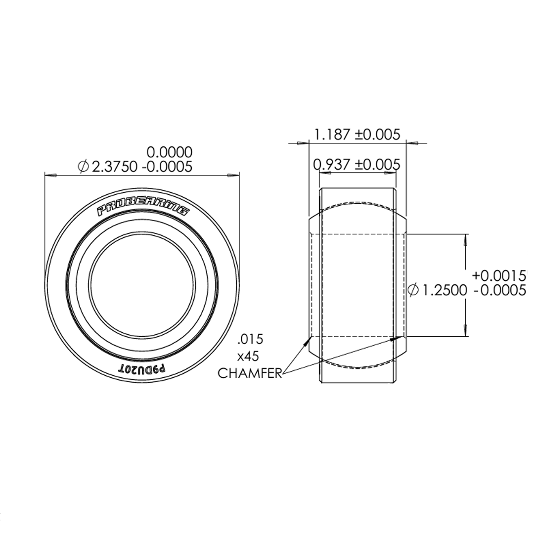 PROBEARING Universal Pro 9 Series Spherical Bearing | 1.25" Bore x 2.375" Race | 4140 Alloy Steel