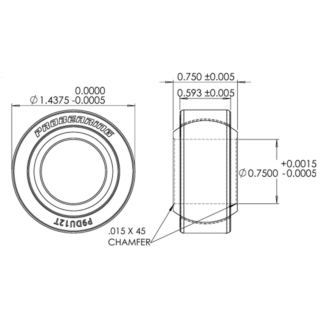 PROBEARING Universal Pro 9 Series Spherical Bearing | .75" Bore x 1.4375" Race | 4140 Alloy Steel