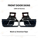 TacomaForce Front Driver/ Passenger / Black w/ American Scheme Topo 2016-2023 3rd Gen Tacoma Door Skins – Ultimate Protection & Style