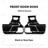 TacomaForce Front Driver/ Passenger / Black w/ grey Scheme Topo 2016-2023 3rd Gen Tacoma Door Skins – Ultimate Protection & Style