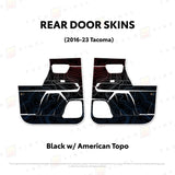TacomaForce Rear Driver/ Passenger / Black w/ American Scheme Topo 2016-2023 3rd Gen Tacoma Door Skins – Ultimate Protection & Style